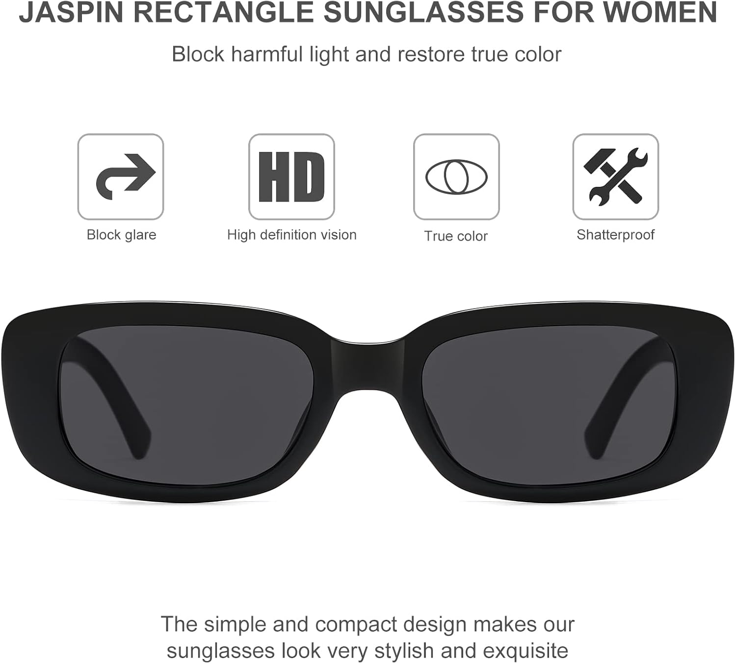 JASPIN Rectangle Sunglasses for Women Men Trendy Y2k Retro 90s Sun Glasses UV Protection Cool Square Frame - Image 4