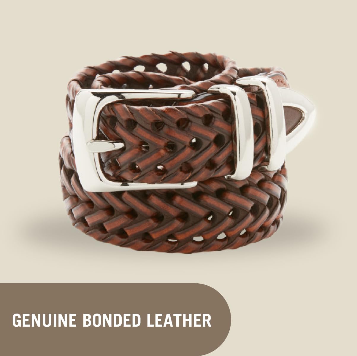 Perry Ellis Men's Portfolio Braided Leather Belt - Image 6