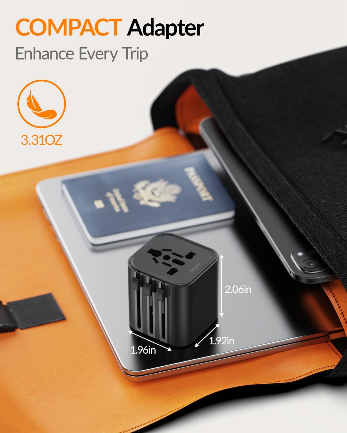 SooPii Universal Travel Adapter Worldwide, Travel Plug Adapter with AC Outlets(Type A C G I), Small International Socket Adapter for UK, US, Europe, Japan, Ireland, Australia 200+ Countries - Image 6