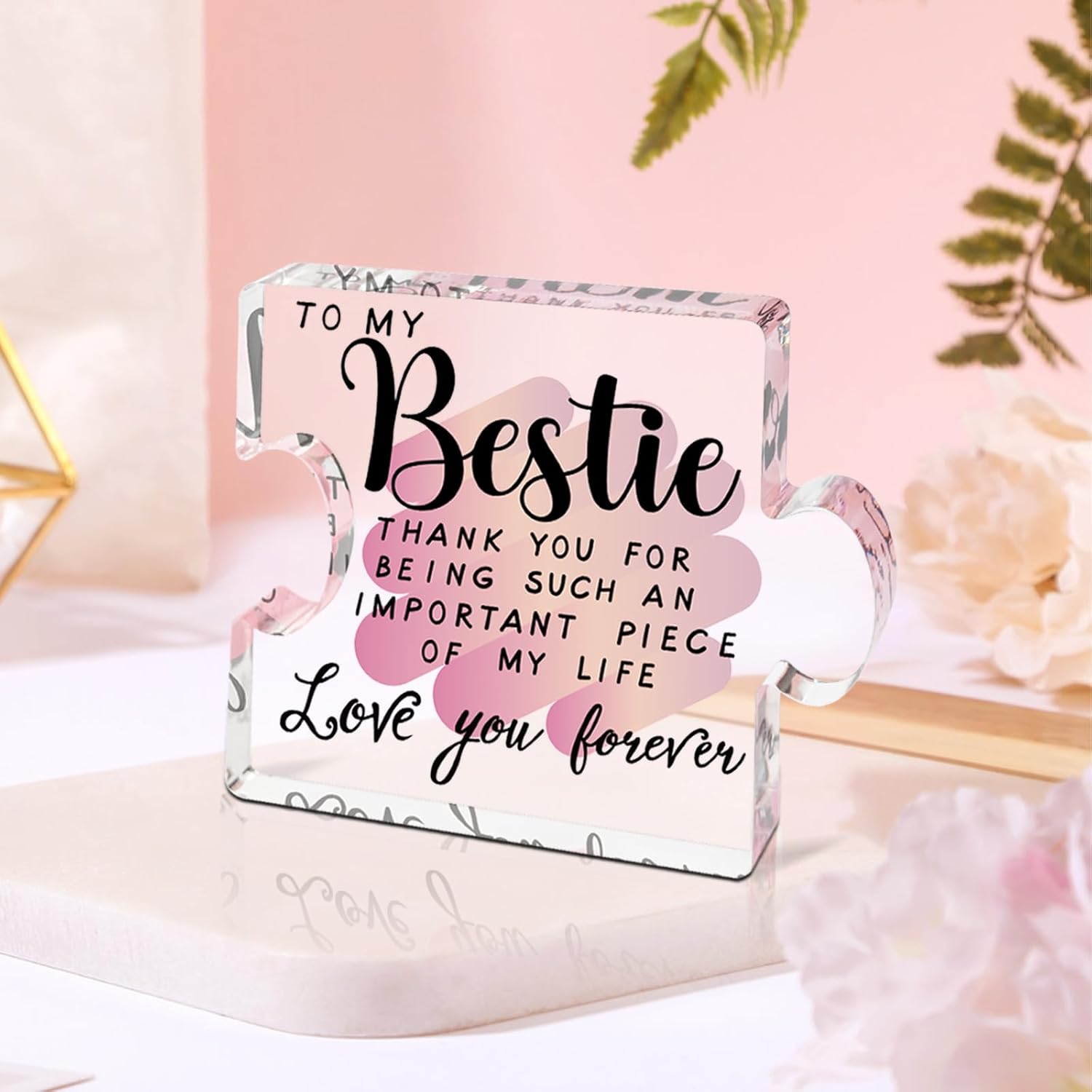 Best Friend Birthday Gifts for Women, Friendship Gifts for Best Friend Woman, Gifts for Friends Women, Bestie Acrylic Puzzle Plaque Keepsake for Soul Sister Female Bestfriend Work Besties Birthdays Thanksgiving Christmas Valentine's Day Present - Image 6
