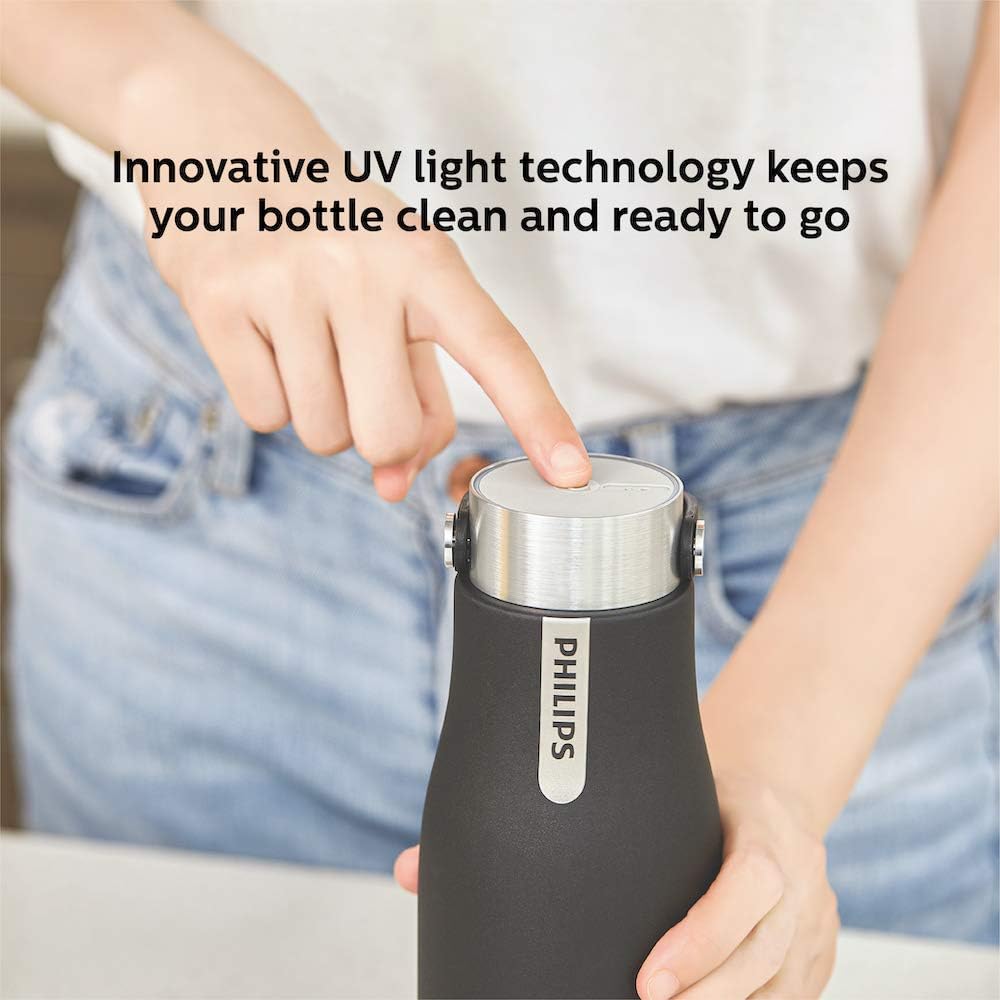 Philips Water GoZero UV Self-Cleaning Smart Water Bottle Vacuum Stainless Steel Insulated Water Bottle with Handle Double-wall, Auto Cleaning, Keep Drink Hot or Cold, BPA Free - Image 3