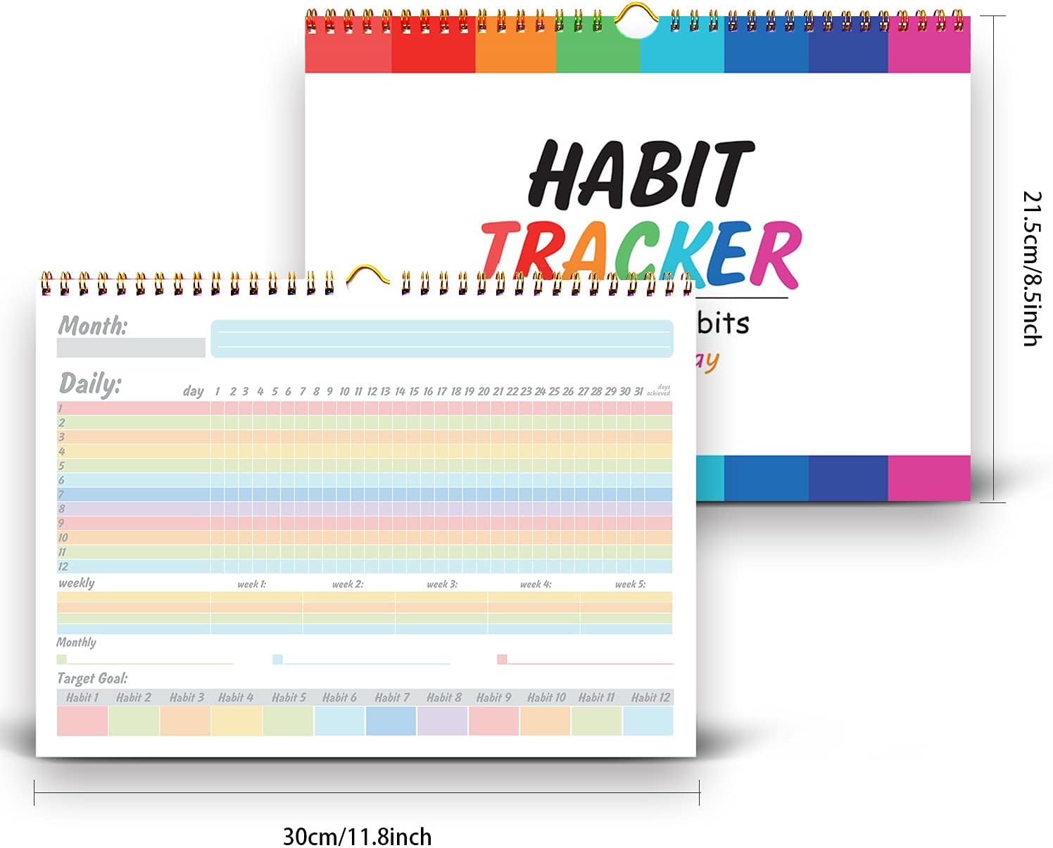gisgfim Habit Tracker Calendar Motivational Habit Tracking Journal Inspirational Goal Planner with Spiral Binding Beautiful Weekly Undated 12+2 Month Journal - Image 2