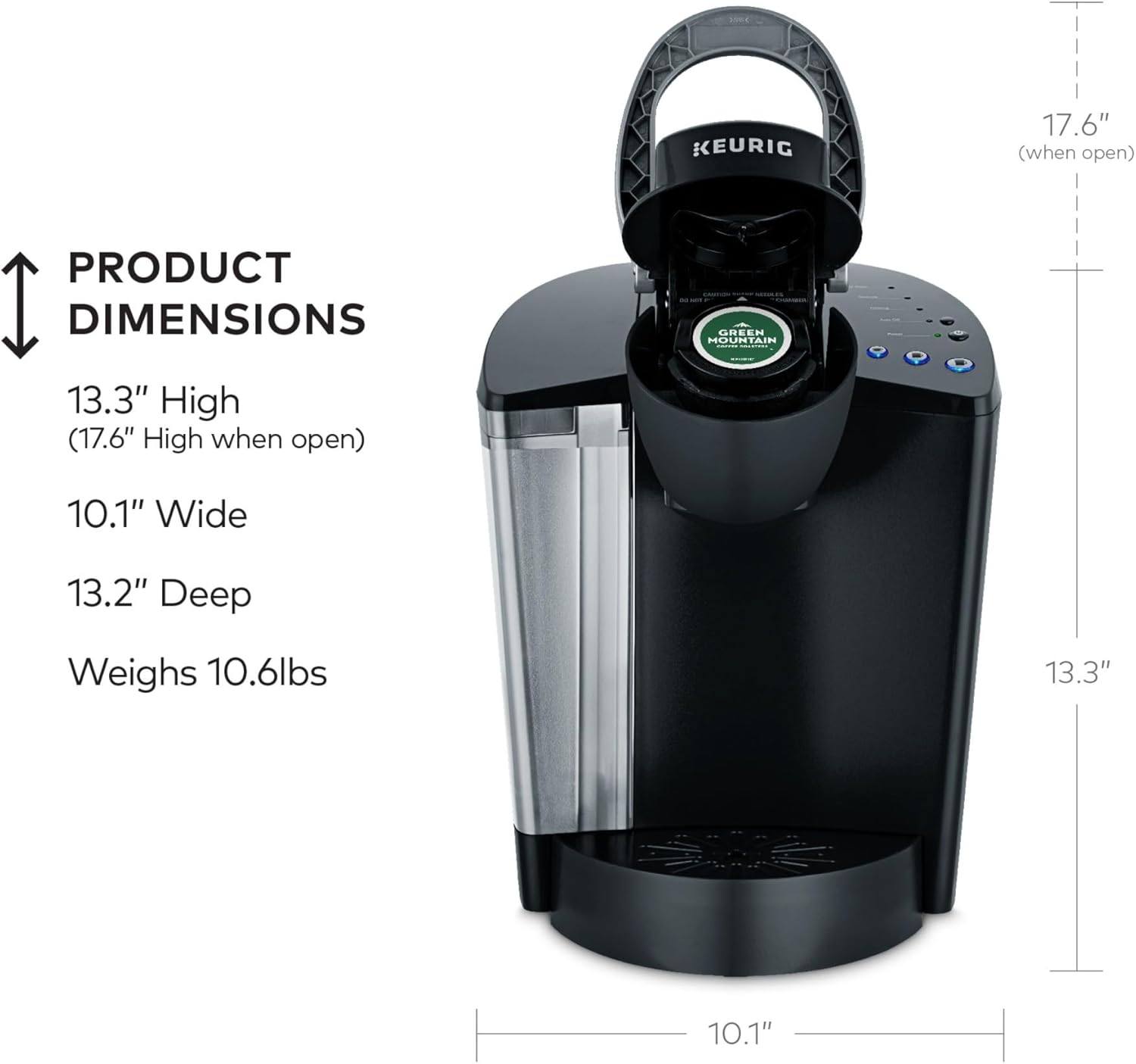 Keurig K-Classic Single Serve K-Cup Pod Coffee Maker, with 3 Brew Sizes, 48oz Removable Reservoir, Black - Image 4