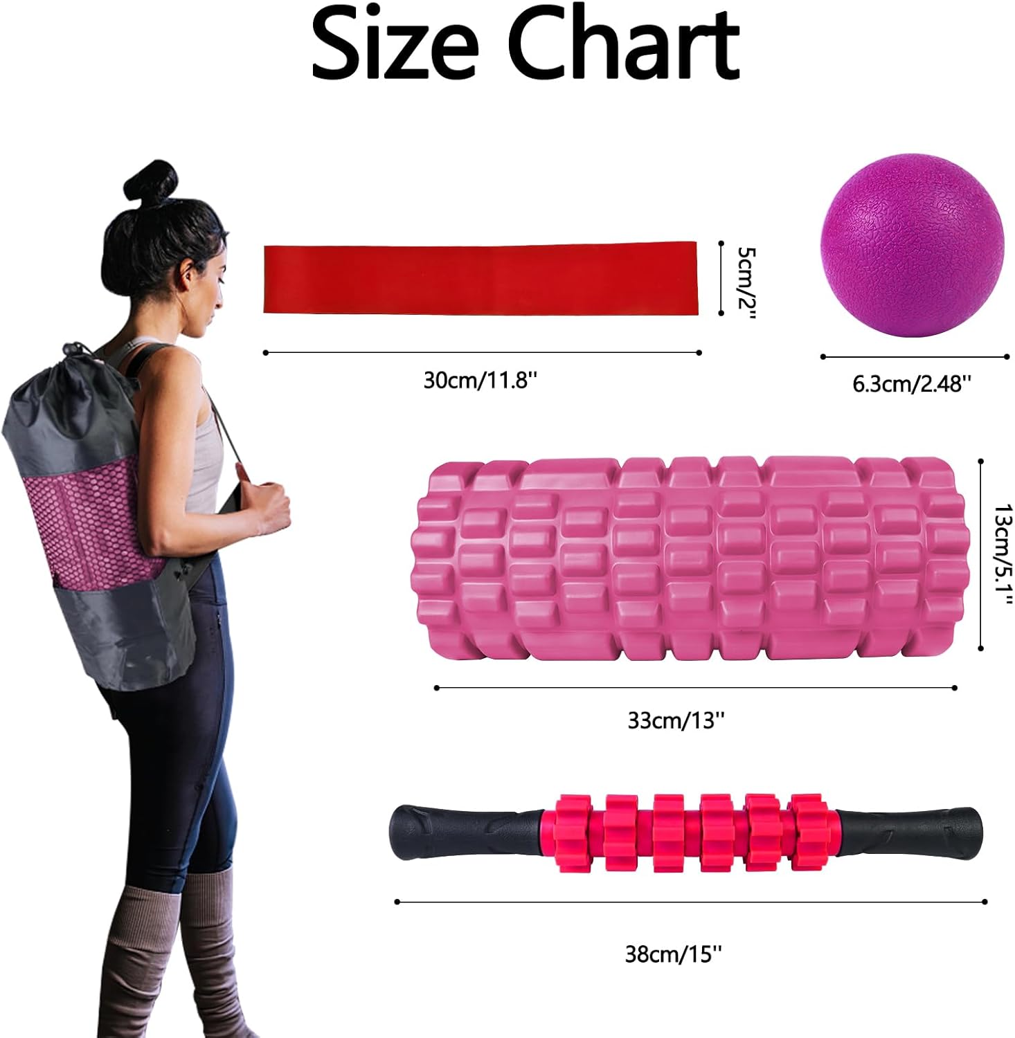 JOYENERGY 5 in 1 Foam Roller Set, Trigger Point Foam Roller Patented, Massage Stick, Massage Ball, Resistance Band for Deep Muscle Massage Pilates Yoga, Fitness Exercise for Whole Body - Image 7