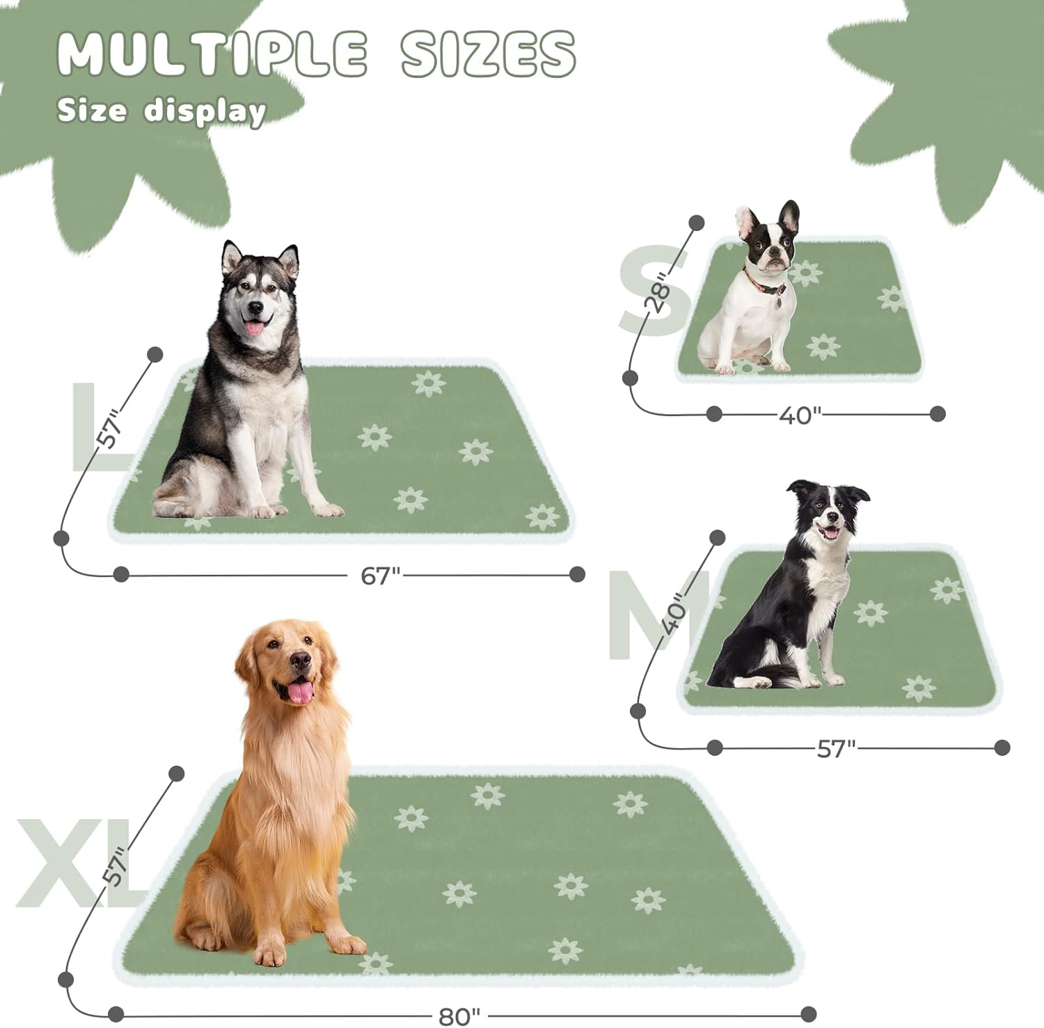 Luciphia Waterproof Pet Blanket for Medium Large Dogs Washable Fluffy Thick Jacquard Shag Fleece Warm Sherpa 3D Textured Flower Print for Cats Puppy Couch Protection (Green,40x28 inches) - Image 5