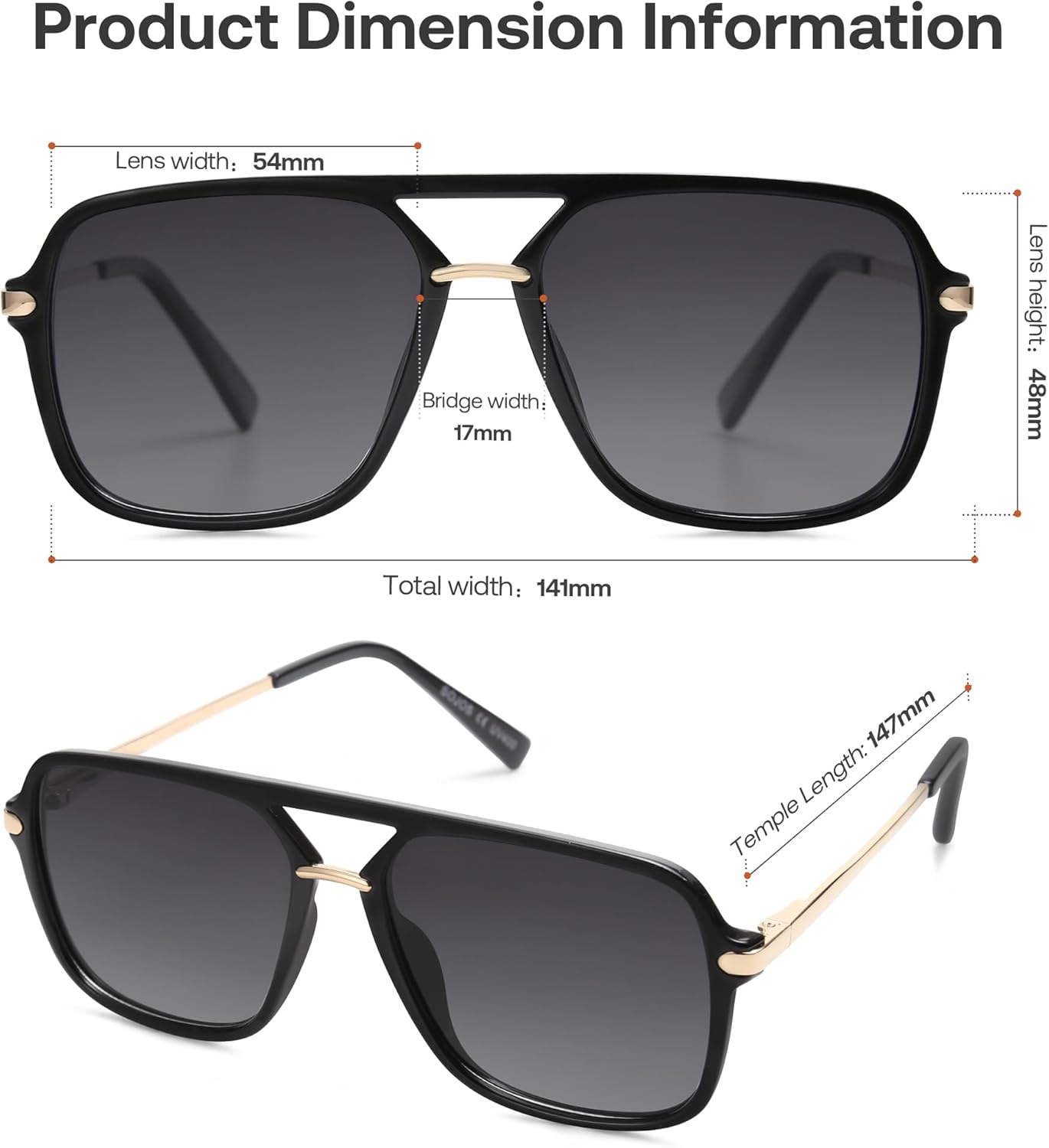 SOJOS Sunglasses for Women & Men, Square, Retro, Polarized Lens, Trendy Aviator, 90s Shades - Image 5