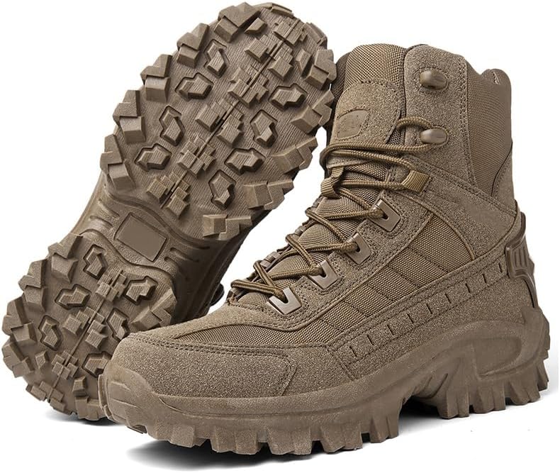 Men’s Lightweight Tactical Hiking & Work Boots with Side Zipper – Waterproof PU Outdoor Walking Boots with Traction Outsole - Image 4