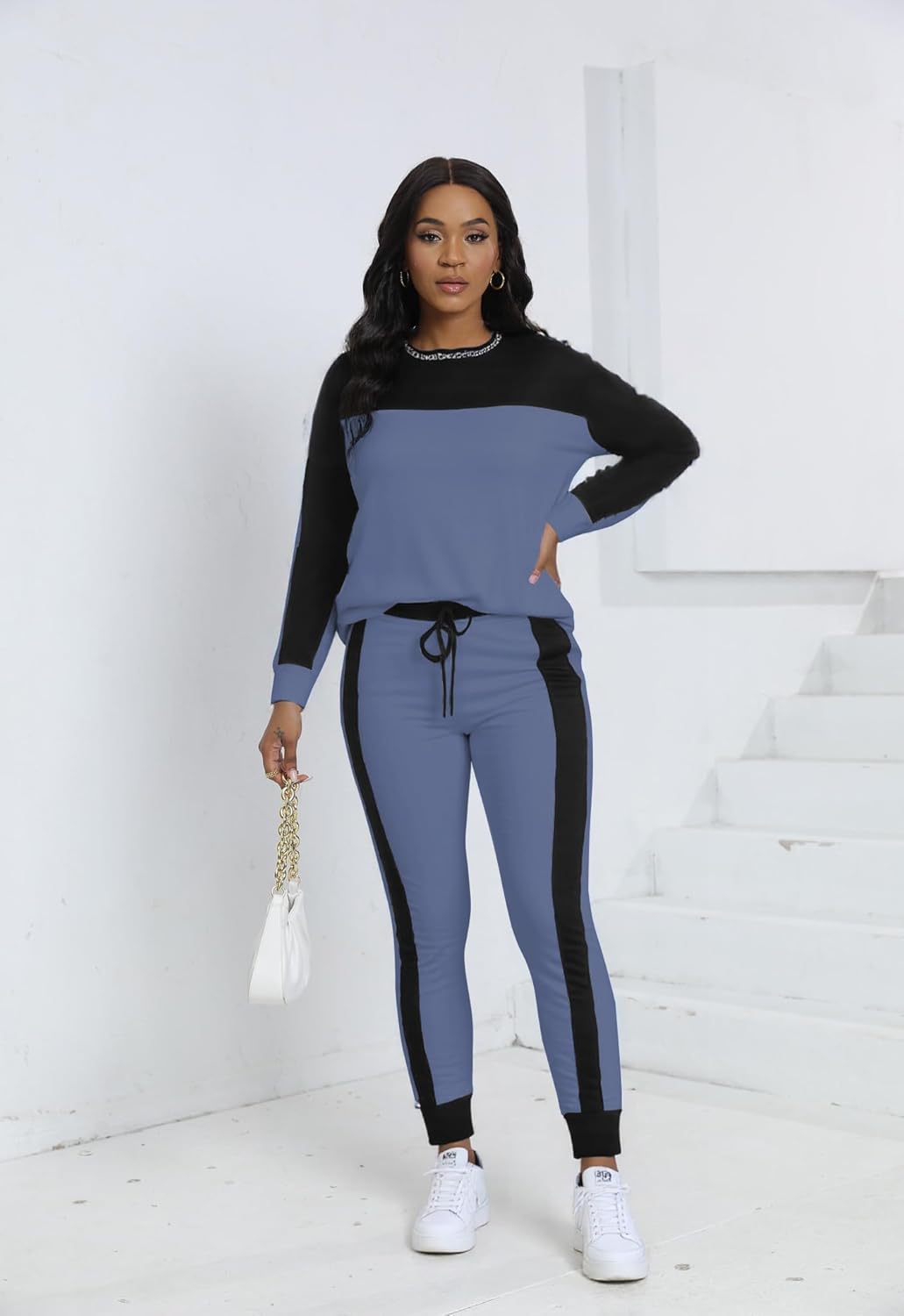 HBQ Women‘s Color Block 2 Piece Outfits Casual Travel Sweatsuits Lounge Sets 2025 Fall Fashion