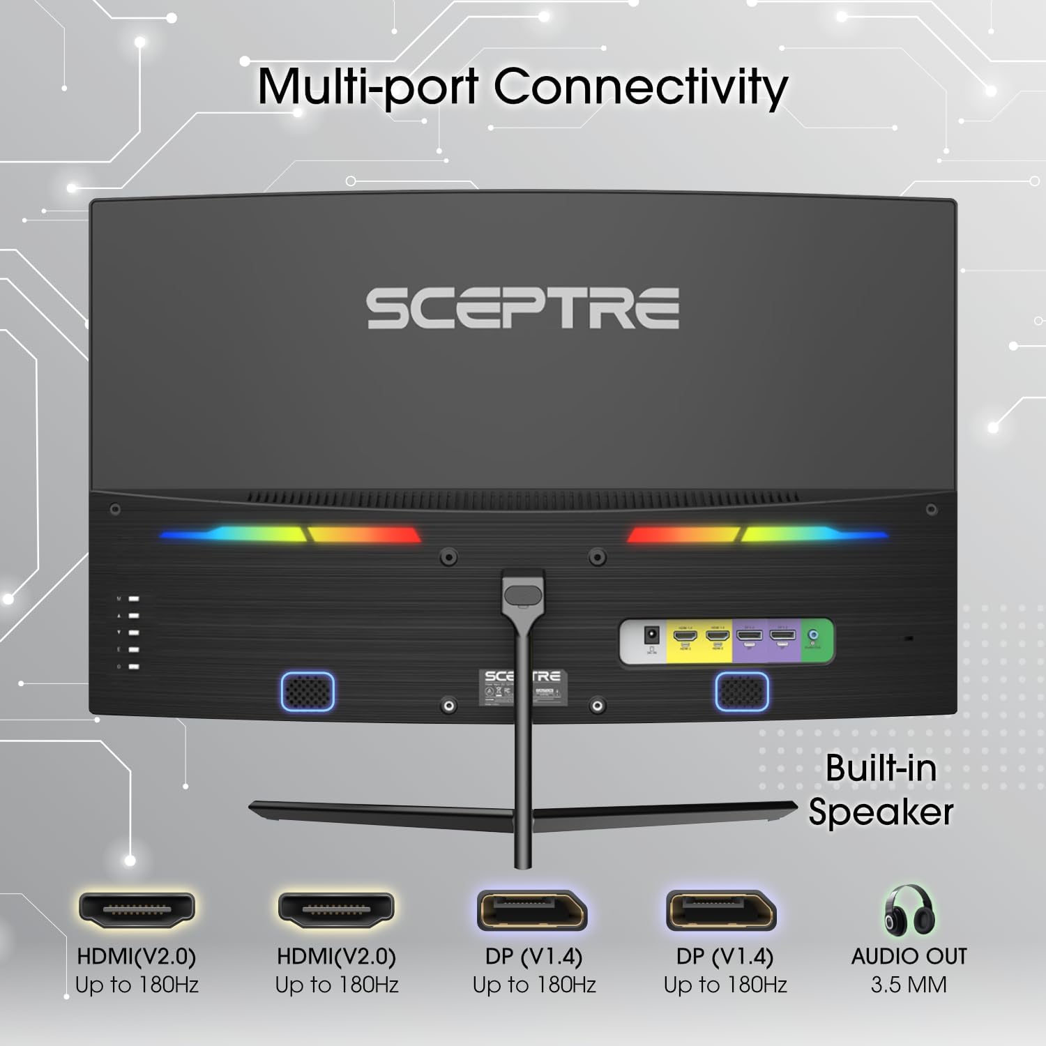 Sceptre New 24-inch Curved Gaming Monitor 1080p up to 180+Hz DisplayPort HDMI 100% sRGB, AMD FreeSync Build-in Speakers Machine Black 2026 (C248B-FWT168 Series) - Image 5