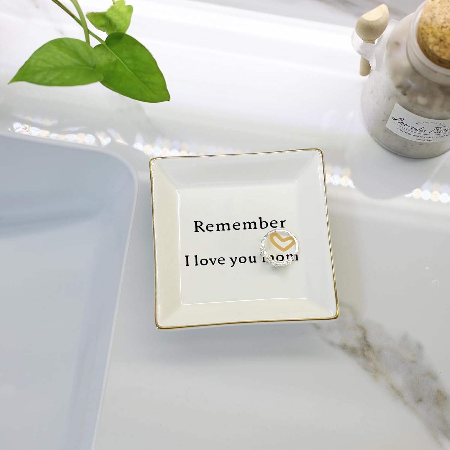 HOME SMILE Ceramic Ring Dish Jewelry Tray-Mom Gifts, Remember I Love You Mom - Birthday, Mother's Day, Christmas Gifts for Mom - Image 6