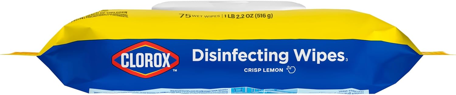Clorox Disinfecting Cleaning Wipes Flex Pack, Bleach Free, Crisp Lemon, 75 Count (Pack May vary) - Image 10
