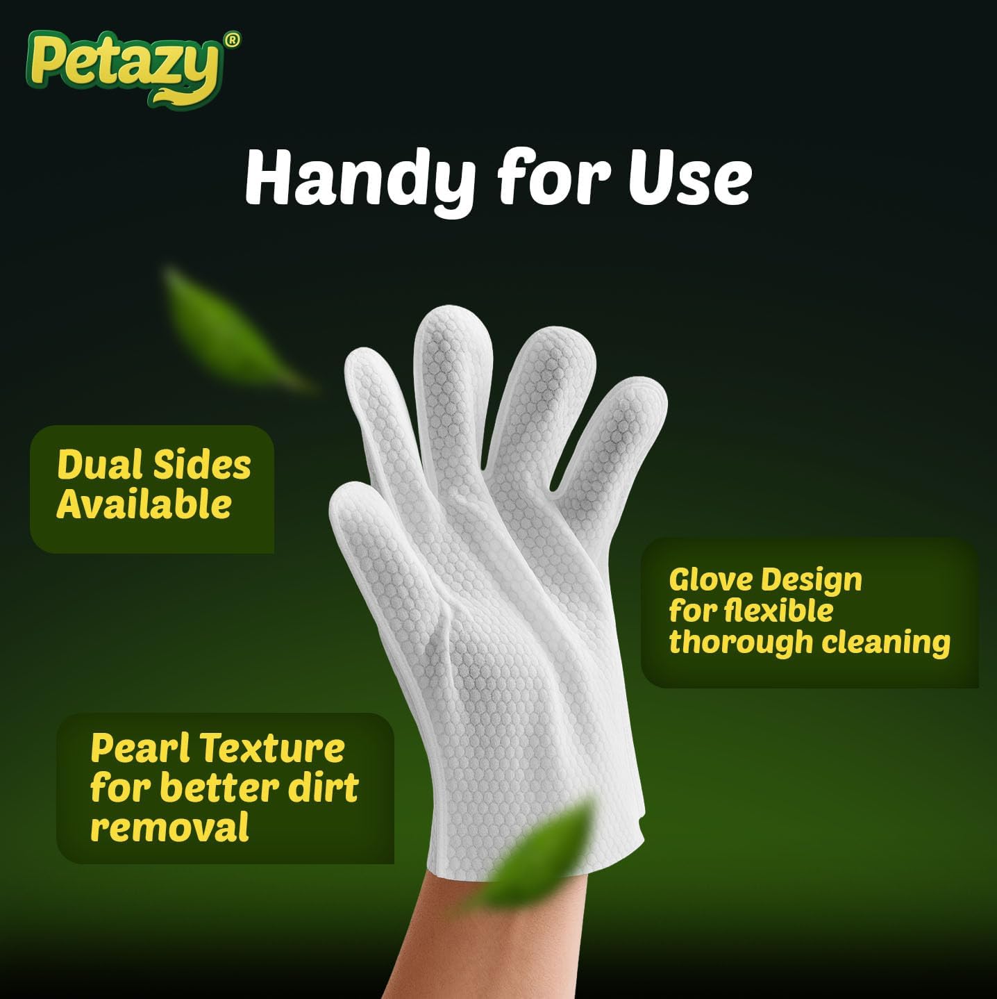 Petazy Pet Glove Wipes for Dogs & Cats – Hypoallergenic Thick Cleaning Gloves with Aloe & Coconut Oil for Paws, Face, Ears & Butt, Instant No Rinse Grooming Wipes to Deodorize and Hydrate, 25 Pack - Image 9