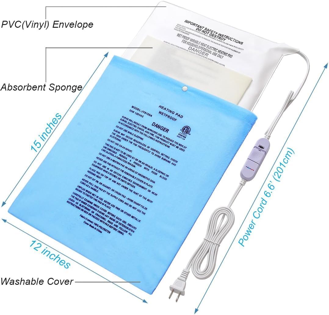 Boncare® Stay-On Small Vinyl Electric Heating Pad for Neck and Shoulders and Back Without Auto-Off, Low & High Heat Levels, Waterproof Hot Heat Pad with Washable Cover (11.5"x13.5", 1-Pack) - Image 8
