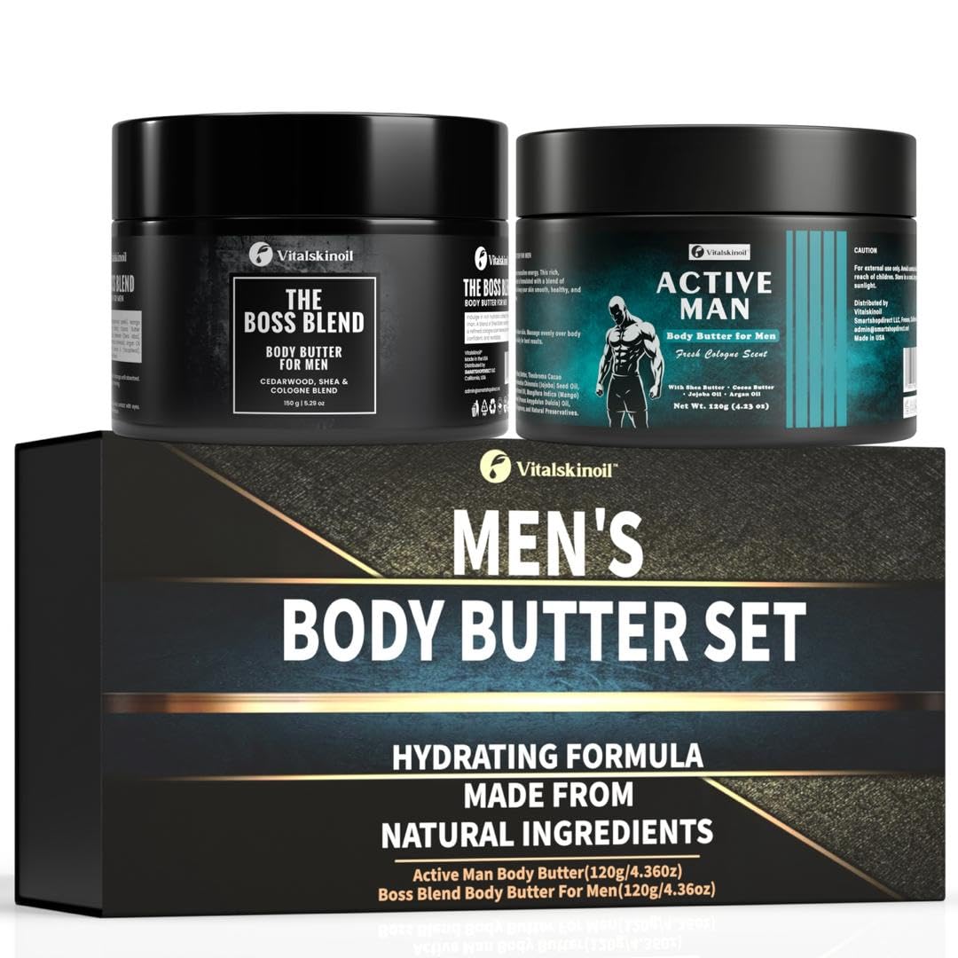 Body Butter for Men Pack of 2, Cologne Scented Moisturizer Gift Set for Men