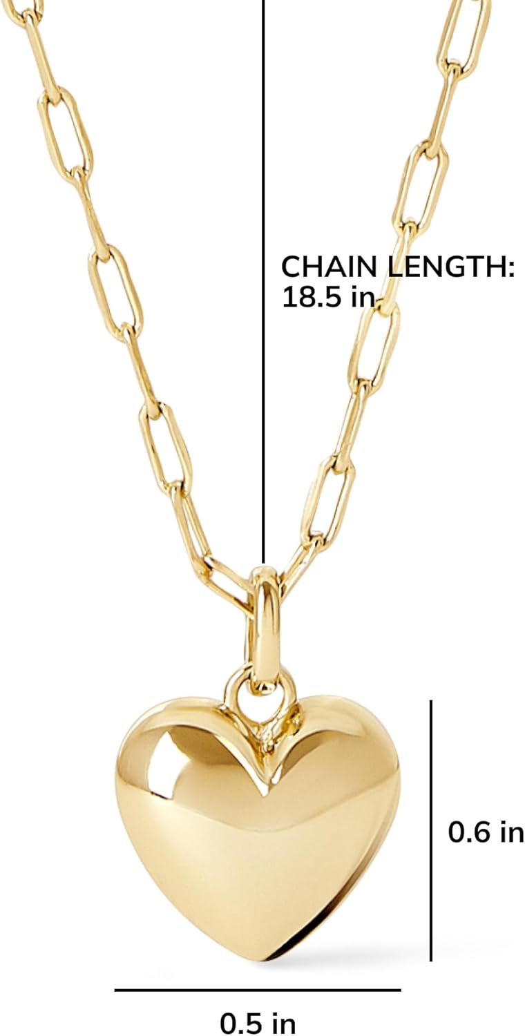 Ana Luisa Lev Puffy Heart Necklace for Women - Paperclip Chain w/ 14K Gold Plated & Silver Rhodium Plated Small Puffed Heart Pendant - Hypoallergenic, Water-Resistant, Tarnish-Free Jewelry - Image 5