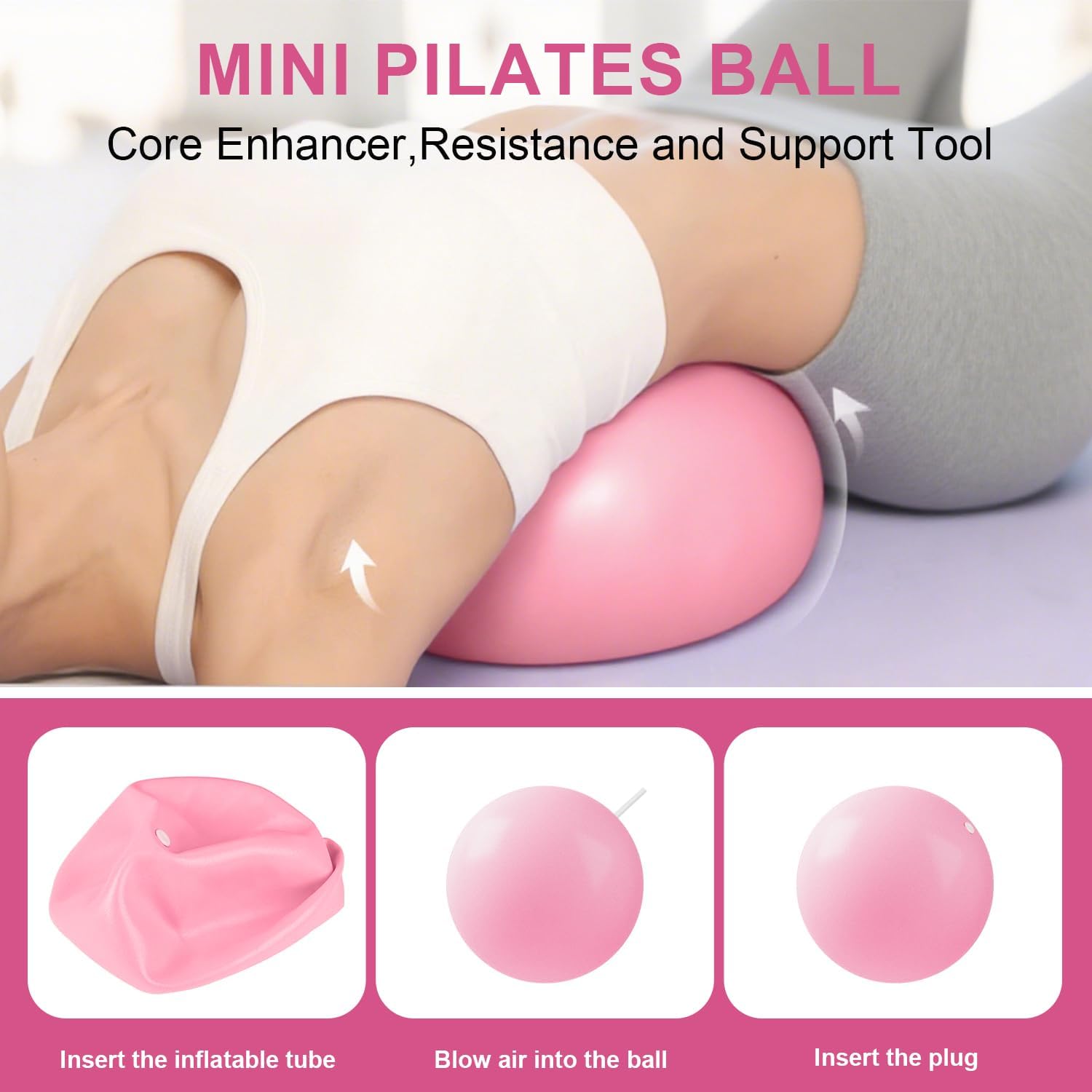 Home Pilates Essentials Kit for Women - Complete Set with 9" Yoga Ball, Figure 8 Resistance Band, Pilates Bands, Accessories, and Pilates Ring - Perfect for Beginners Home Workouts - Image 6