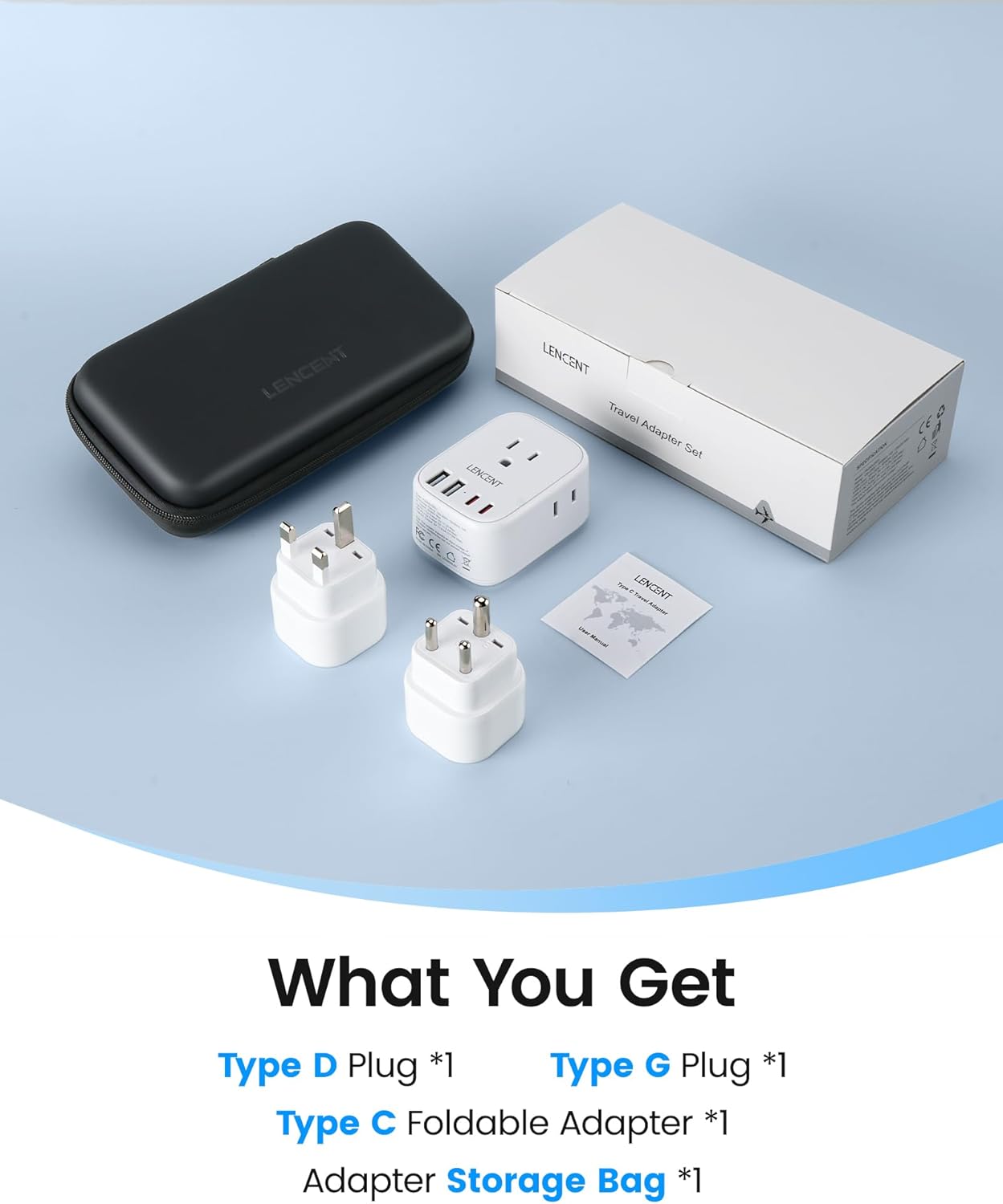 LENCENT Type C and Type D G Universal Travel Adapter Kit, International Power Plug Adapter for Europe UK Maldives Italy Ireland Scotland Dubai Singapore India Sri Lanka Tanzania Zanzibar Kuwait Nepal - Image 9