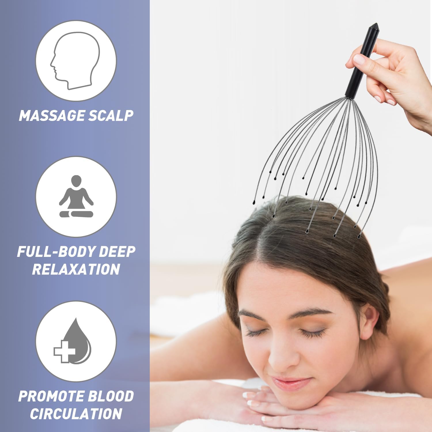 Head Massager Back Scratcher, 20 Fingers Head Scratcher Scalp Massager & Extendable Back Scratcher for Men Women, Christmas Gift Stocking Stuffers for Deep Relaxation, Stress Relief - Image 2