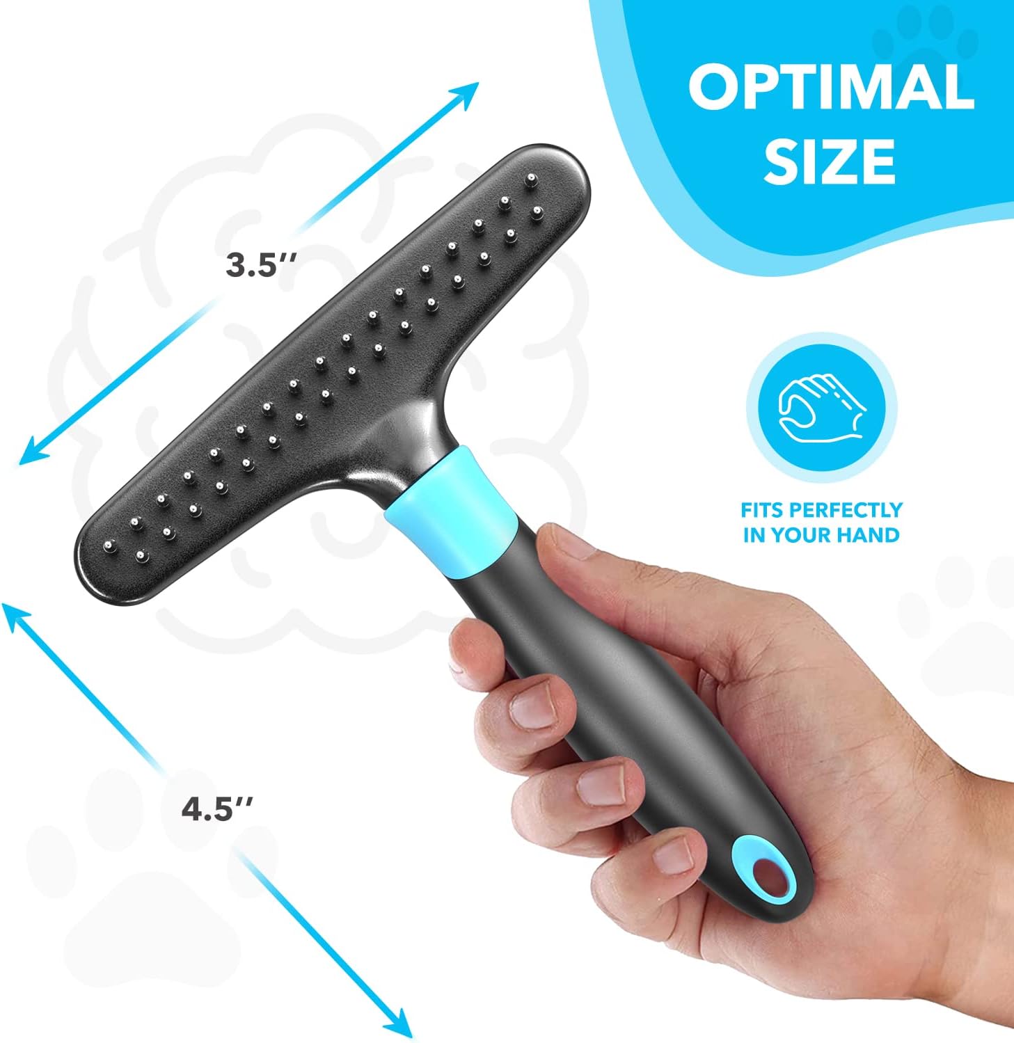 Deshedding Brush - Undercoat Rake for Dogs, Cats, Matted, Short, Long Hair Coats - Double Row Stainless Steel Pins - Reduce Shedding by 90% (Blue) - Image 5