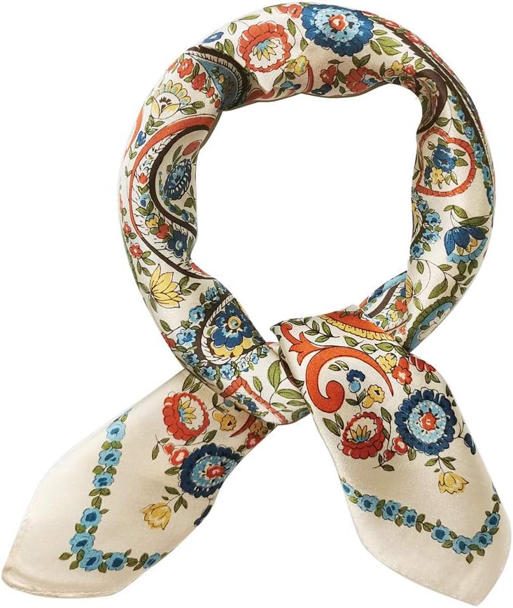 MEISEE Mulberry Silk Scarfs Women Small Square Scarf 21" x 21" Breathable Lightweight Neckerchief Headscarf