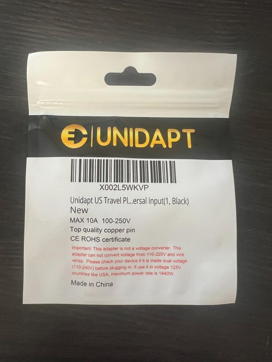 Unidapt US Travel Plug Adapter, EU,AU,UK,NZ,CN to USA (Type B), Grounded 3 Prong USA Wall Plug, EU to US Travel Adaptor Pin Converter, Power Outlet Charger (1-Pack) - Image 8