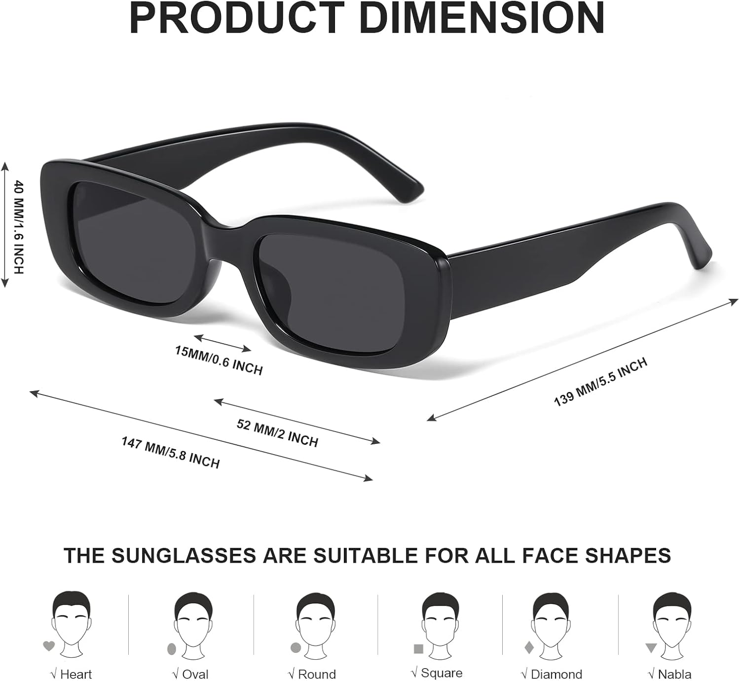 JASPIN Rectangle Sunglasses for Women Men Trendy Y2k Retro 90s Sun Glasses UV Protection Cool Square Frame - Image 3