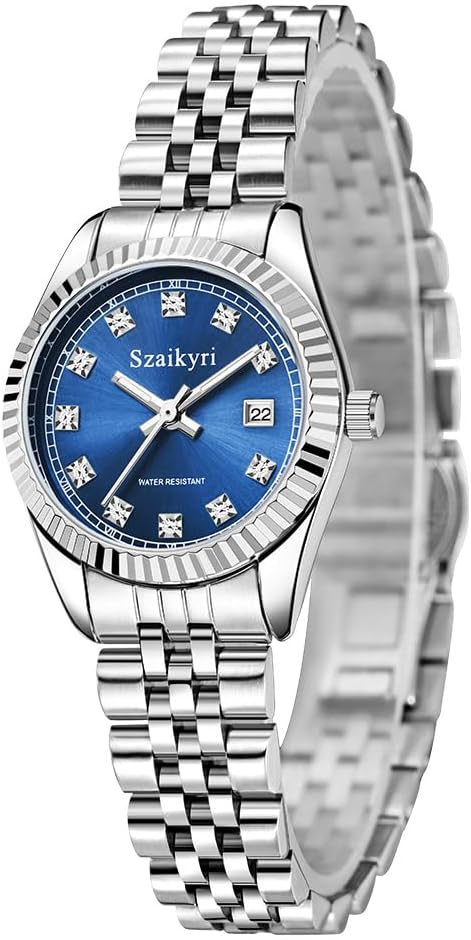 Szaikyri Classic Watch for Women with Solid Stainless Steel Band and Calendar Water Resistant - Image 8