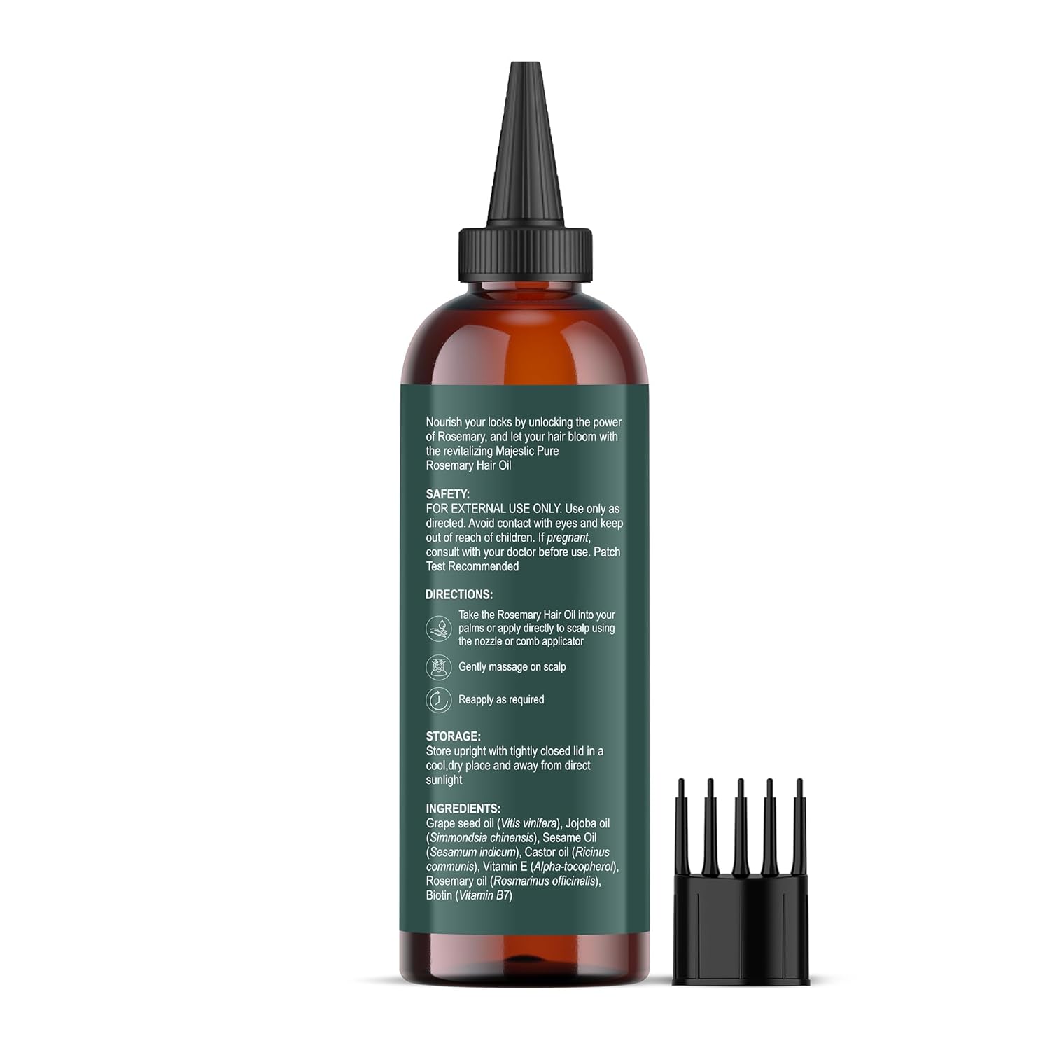 Majestic Pure 100% Pure Rosemary Oil for Hair Growth - Strengthening, Nourishing, Volumizing - Infused with Biotin Oil, Jojoba Oil & Castor Oil - Non GMO Verified - 4 Fl Oz - With Applicator - Image 8