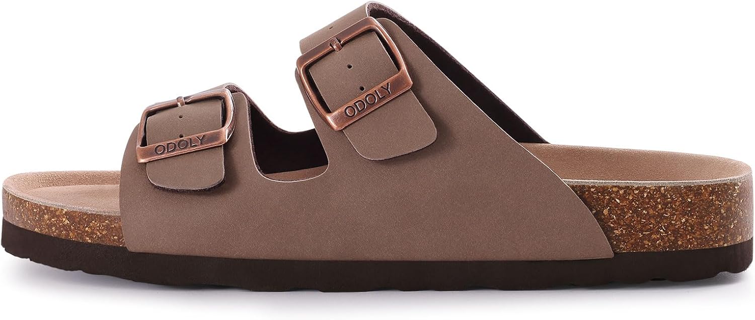 ODOLY Unisex Cork Footbed Slide Sandal, Arch Support Summer Outdoor Sandals with Adjustable Buckle for Women and Men - Image 3