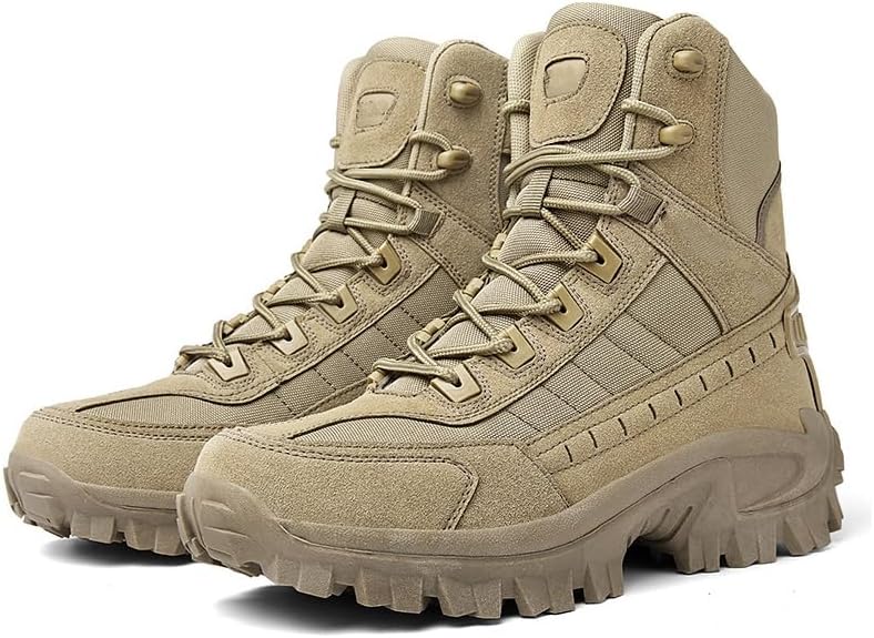 Men’s Lightweight Tactical Hiking & Work Boots with Side Zipper – Waterproof PU Outdoor Walking Boots with Traction Outsole - Image 4