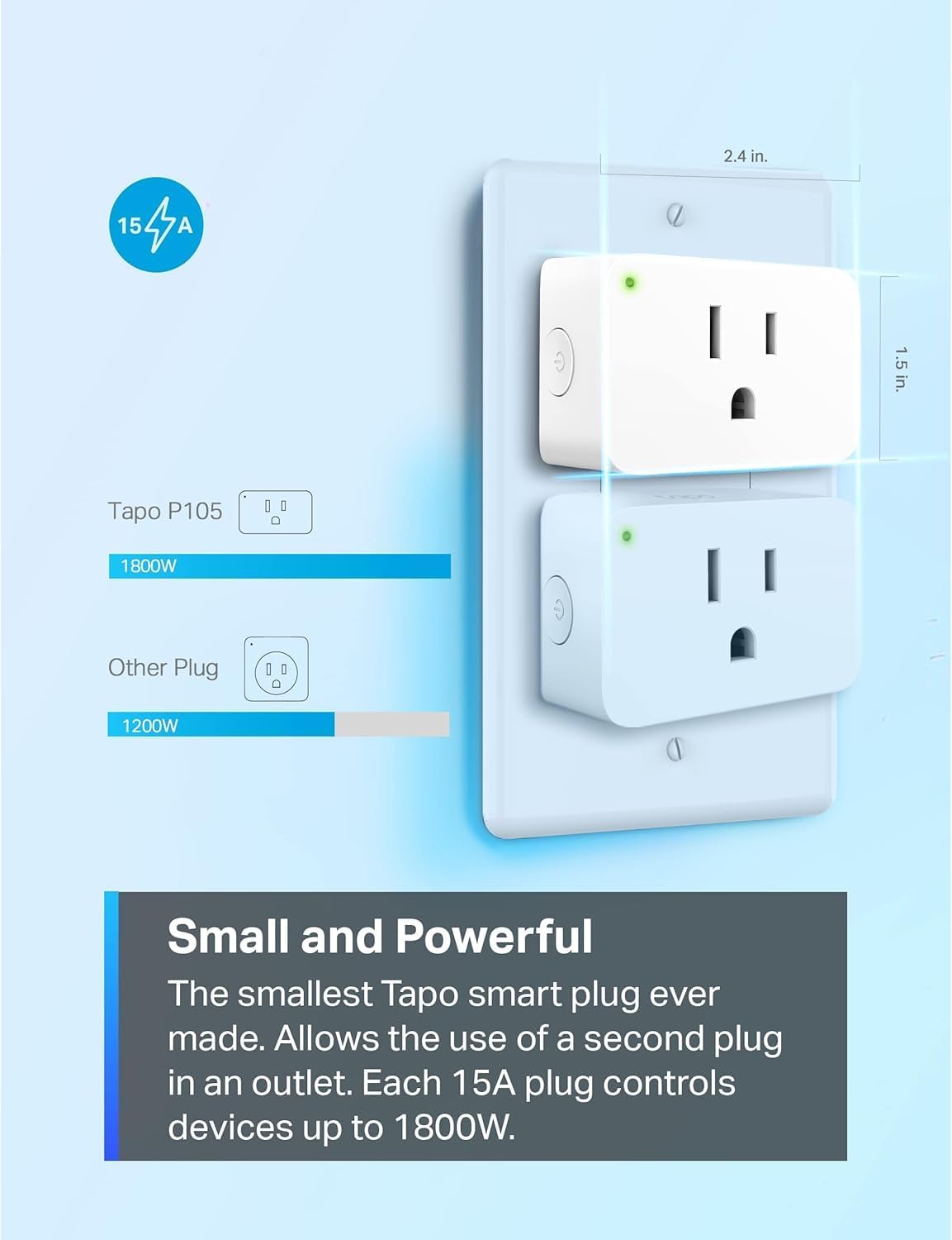 TP-Link Tapo Smart Plug Mini 15A, Smart Home Wi-Fi Plug, Super Easy Setup, Compatible with Alexa & Google Home, No Hub Required, UL Certified, 2.4G WiFi Only, White, Tapo P105(4-Pack) - Image 5