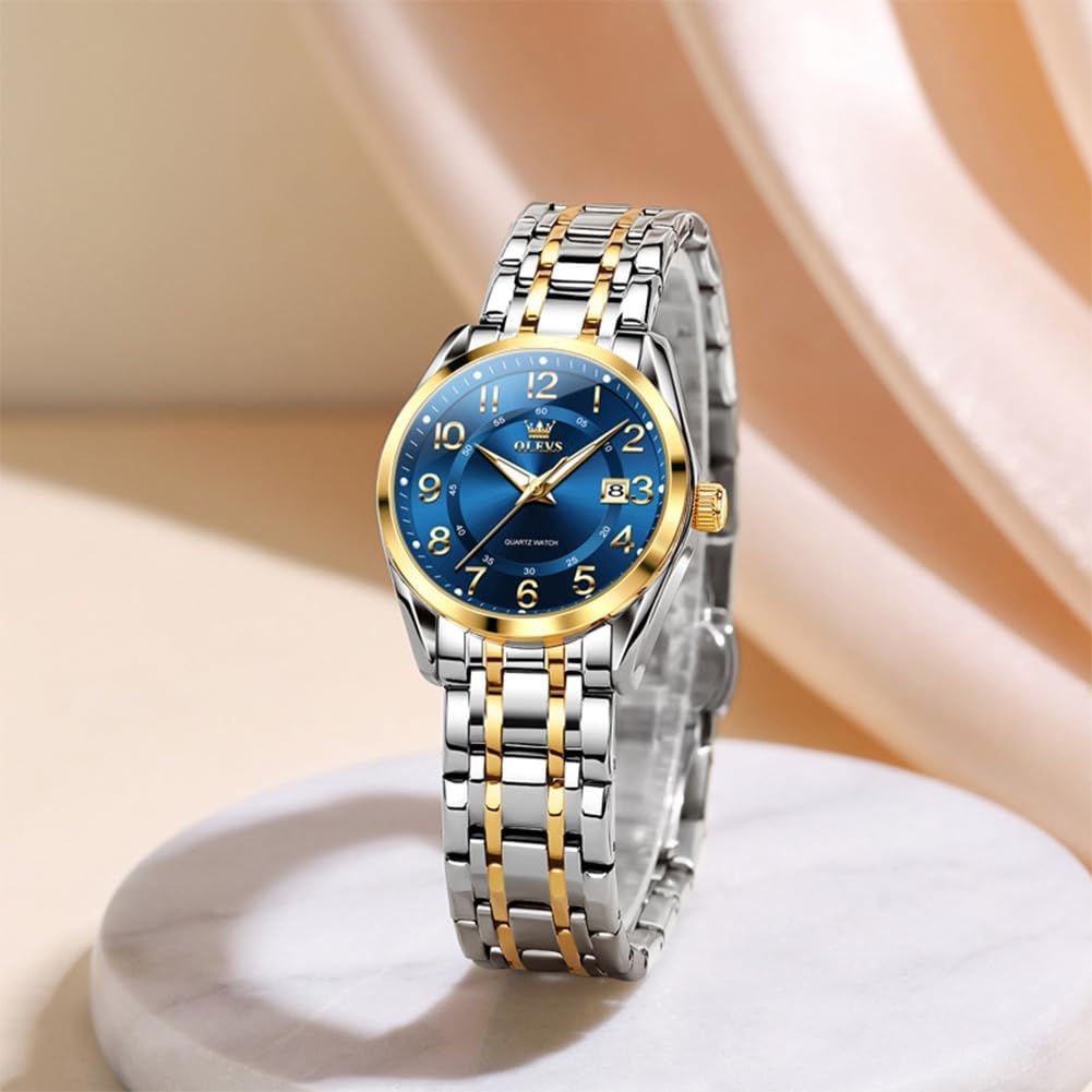 OLEVS Womens Watches Classic Dress Quartz Female Wristwatch Ladies Stainless Steel Waterproof Luminous Date Easy Read Watch for Lady - Image 5