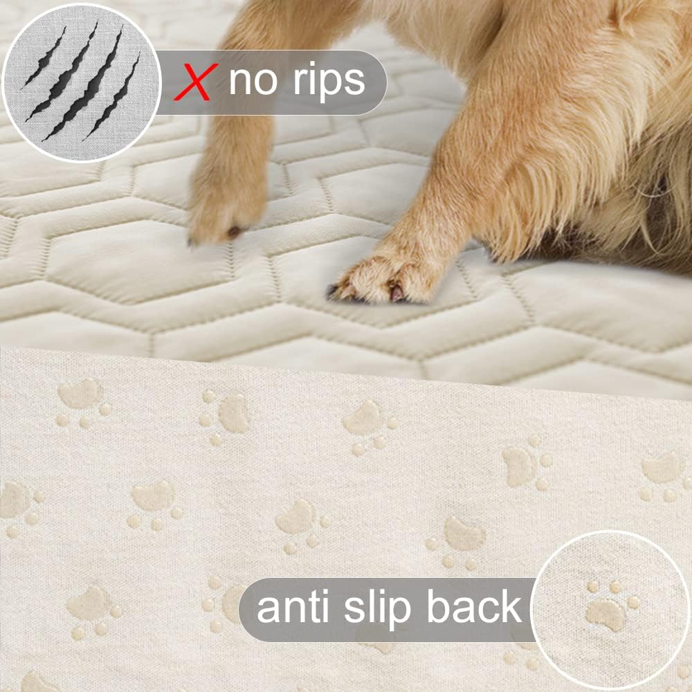 Waterproof and Anti-Slip Dog Bed Cover and Pet Blanket Sofa Pet Bed Mat ,car Incontinence Mattress Protectors Furniture Couch Cover for Most Cats Dogs, Pets(52x82-Ivory) - Image 3