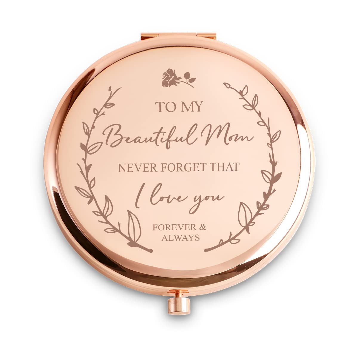 Mom Gifts from Daughter Son, Personalized Gifts for Mom Mother, Custom Engraved Compact Mirror for Christmas Stocking Stuffers Secret Santa Birthday