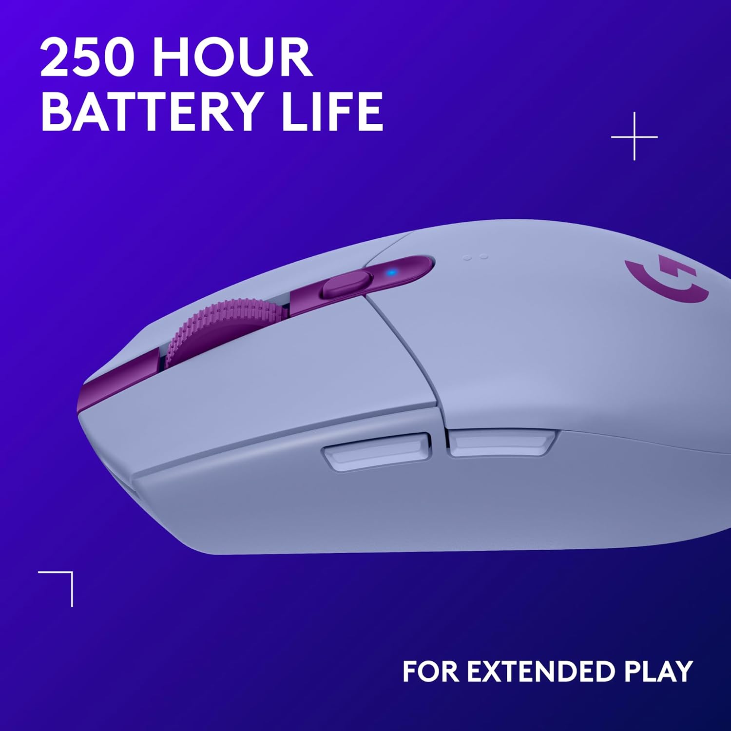 Logitech G305 Lightspeed Wireless Gaming Mouse, Hero Sensor, 12,000 DPI, Lightweight, 6 Programmable Buttons, 250h Battery, On-Board Memory, Compatible with PC, Mac - Lilac - Image 4