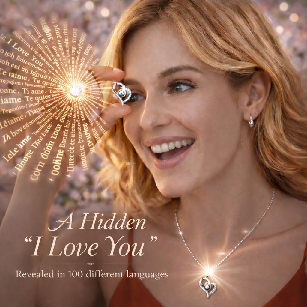Forever Love Preserved Real Rose with Heart Necklace, Mothers Day Gifts for Mom, Wife, Anniversary Birthday Gifts for Women – Projects “I Love You” in 100 Languages - Image 2
