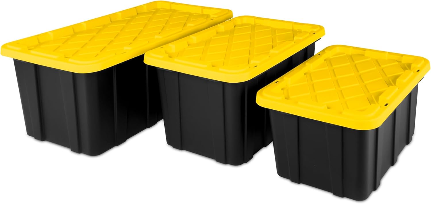 Sterilite 12-Pack Industrial Tote, Plastic Storage Container Bins with Lids, 27 Gallon - Heavy-Duty Organizing Containers for Closet, Bathroom, and Office - Image 9