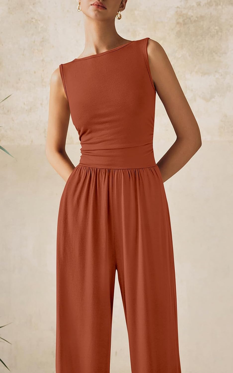 PRETTYGARDEN One Piece Jumpsuits for Women Dressy Casual Sleeveless Crewneck Wide Leg Rompers Jumpers Vacation Summer Outfits - Image 3