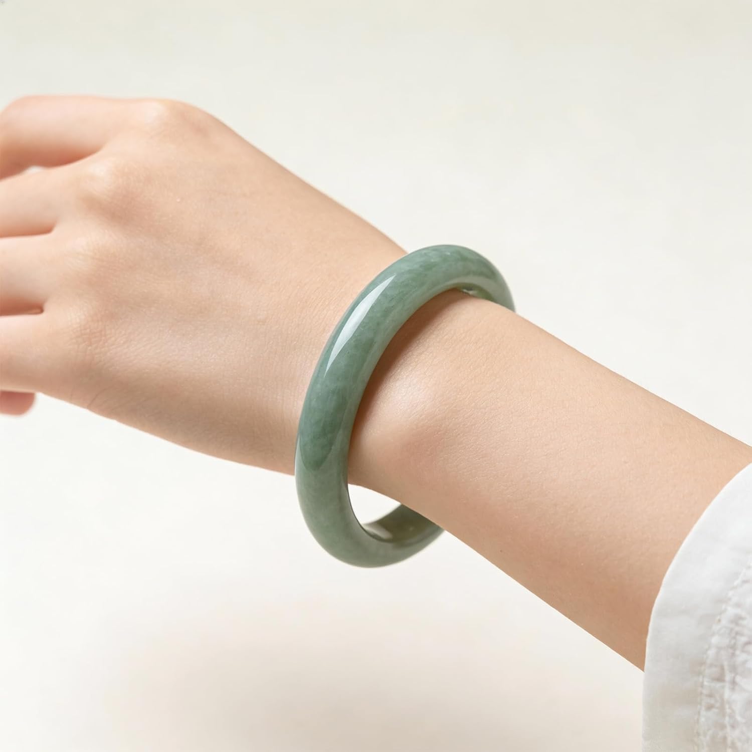 Jade Bangle Bracelet for Women Green Nephrite Jade Bracelet Symbolic Bracelets Elegant Chinese Jewelry Gift for Women - Image 3