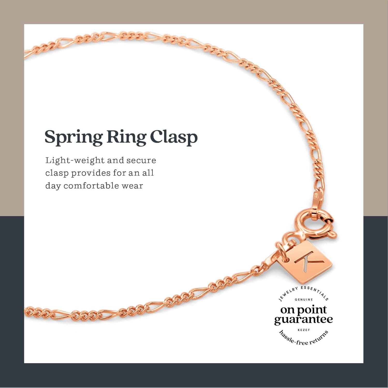 KEZEF Sterling Silver, 14k Gold Plated Silver & Rose Gold Plated Silver Figaro Chain | Fine Diamond Cut 1.5mm Bracelet & Anklet for Women, Girls and Men - Image 4