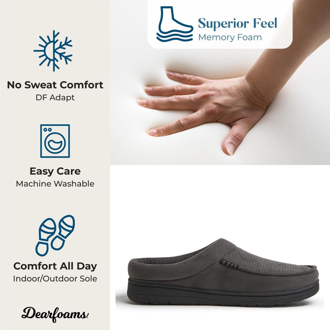 Dearfoams Men’s Brendan Indoor/Outdoor Breathable Memory Foam Clog House Shoe with Wide Widths Slipper - Image 4