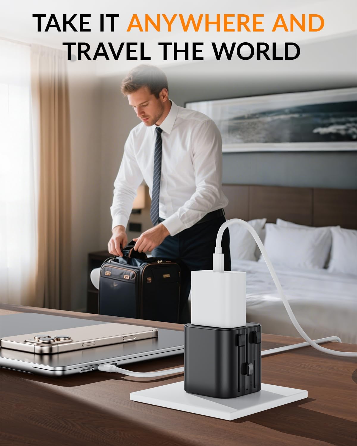 SooPii Universal Travel Adapter Worldwide, Travel Plug Adapter with AC Outlets(Type A C G I), Small International Socket Adapter for UK, US, Europe, Japan, Ireland, Australia 200+ Countries - Image 7