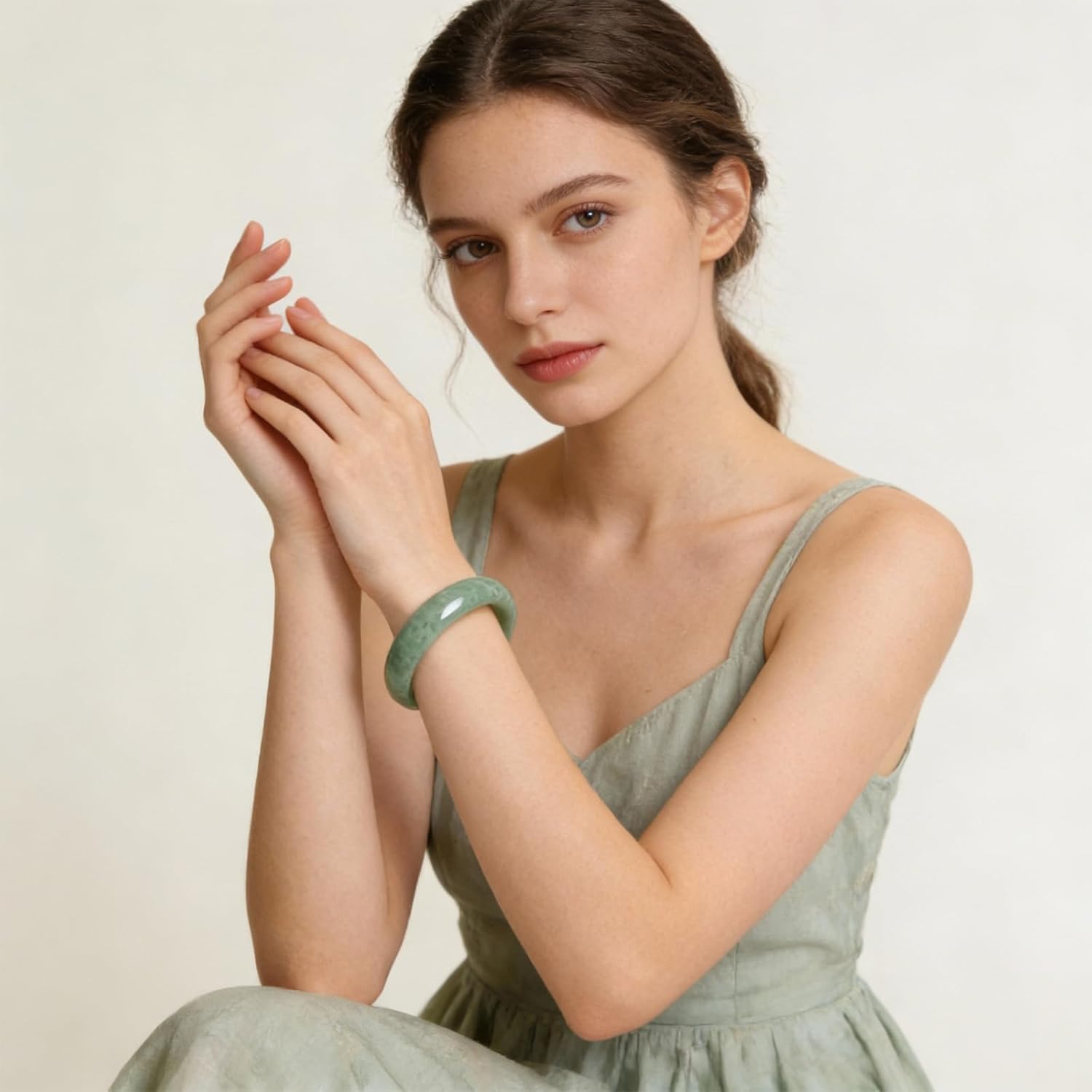Jade Bangle Bracelet for Women Green Nephrite Jade Bracelet Symbolic Bracelets Elegant Chinese Jewelry Gift for Women - Image 4