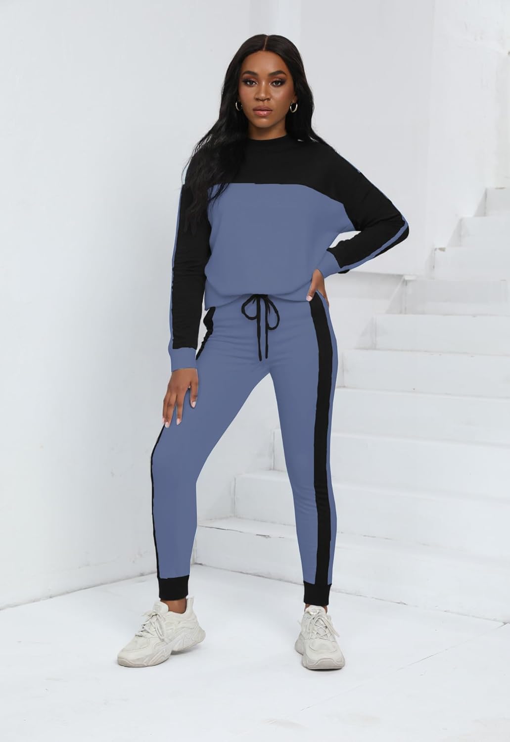 HBQ Women‘s Color Block 2 Piece Outfits Casual Travel Sweatsuits Lounge Sets 2025 Fall Fashion - Image 5