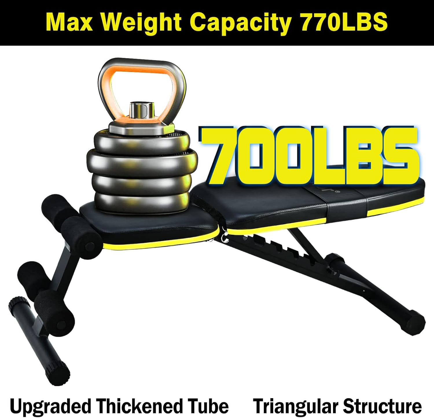 Teclor Adjustable Weight Bench, Foldable Workout Benches for Home Gym, 10 Backrest Position Exercise Bench for Strength Training, Upgraded Thickened Steel Support Max Capacity 700LBs - Image 4