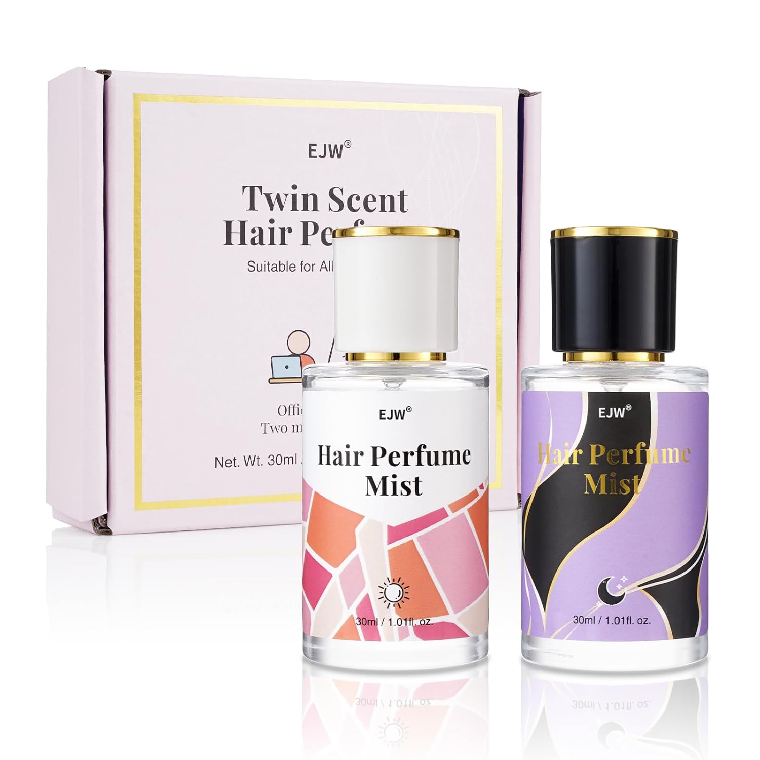 Hair Perfume Set for Women – Day & Night Duo Mist – Long Lasting, Clean & Nourishing Fragrance Spray – Alcohol-Free, Odor-Eliminating, Lightweight Formula – 2 x 3.4 fl oz
