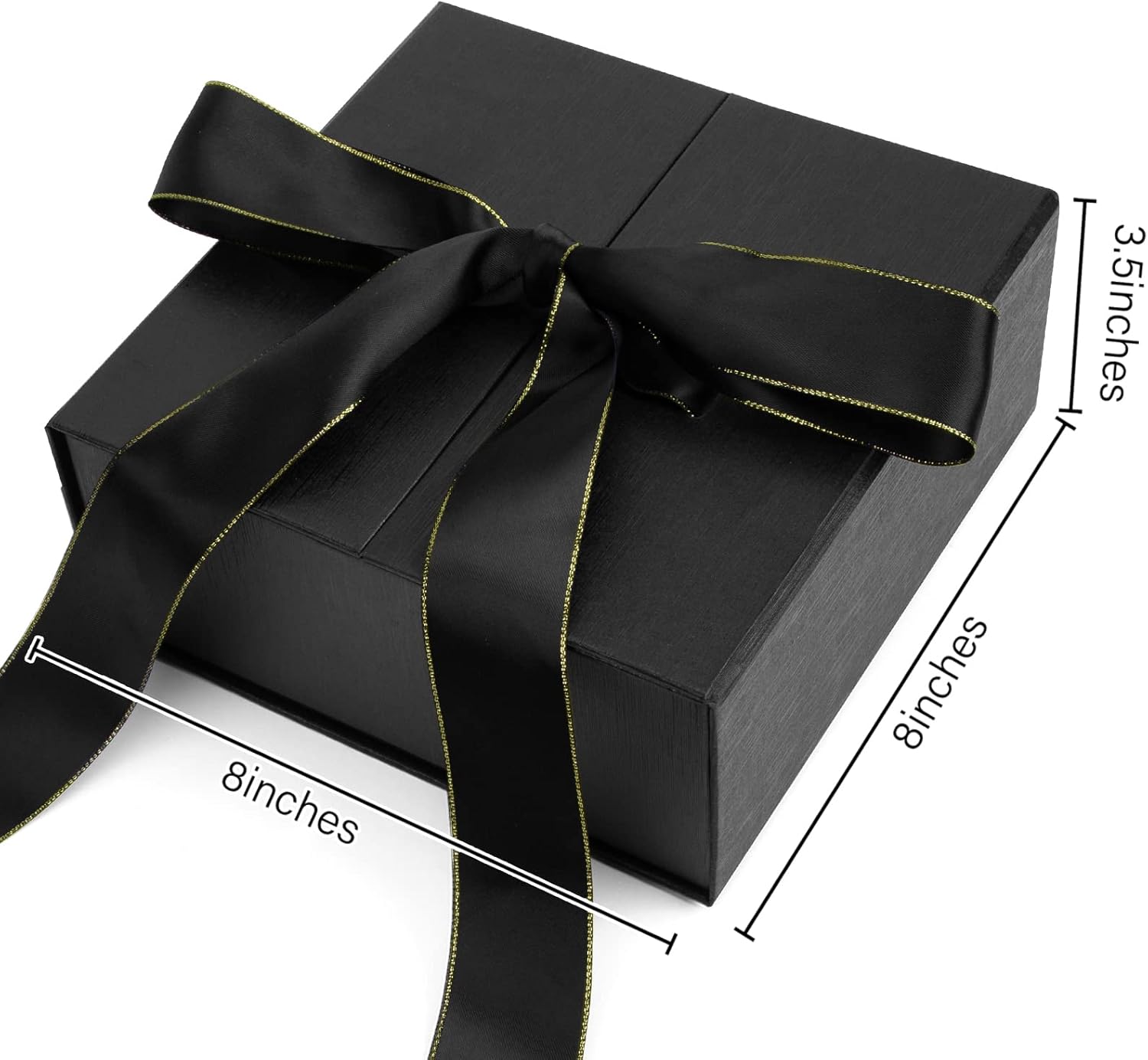 JOHOUSE Black Gift Box, 8x8x3.5 Inches Gift Boxes With Lids For Presents, Magnetic Closure with Ribbon For Weddings, Birthday - Image 2
