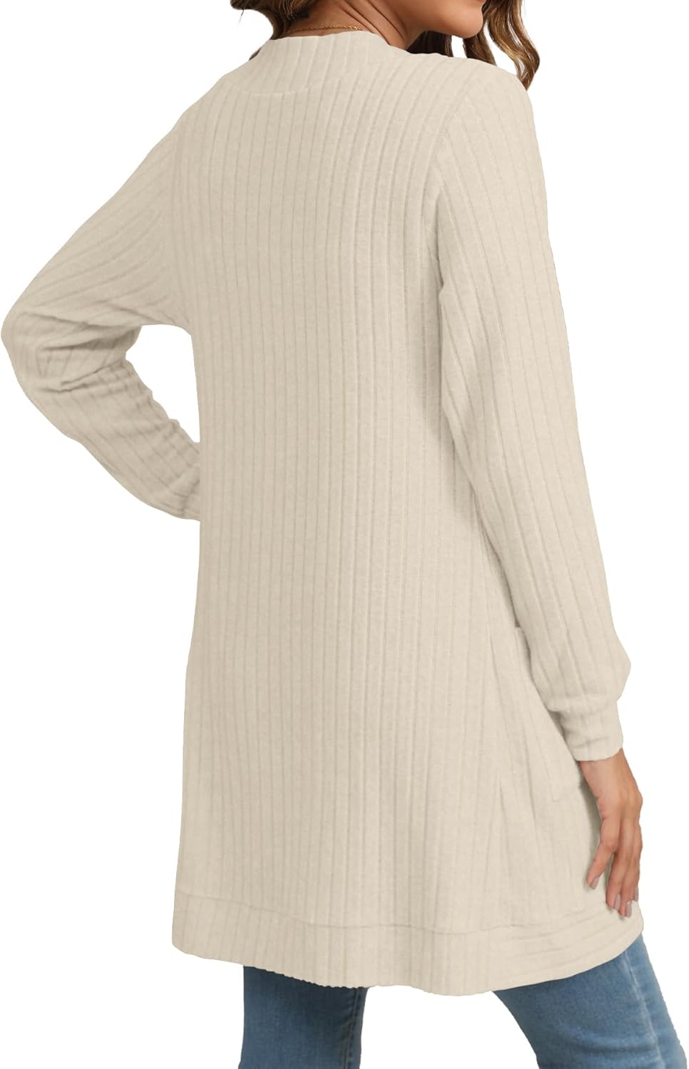 Women Long Sleeve Open Front Cardigan Casual Lightweight Long Cardigans Loose Knit Outwear with Pockets - Image 5