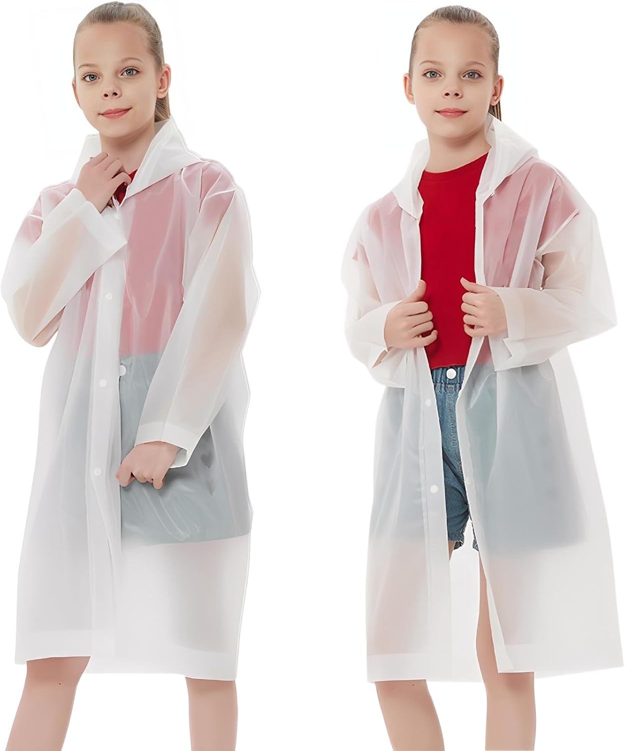 Rain Ponchos Raincoats for Kids, Reusable Boys Girls Rain Jackets Emergency with Hood for Family Disney Travel Outdoor