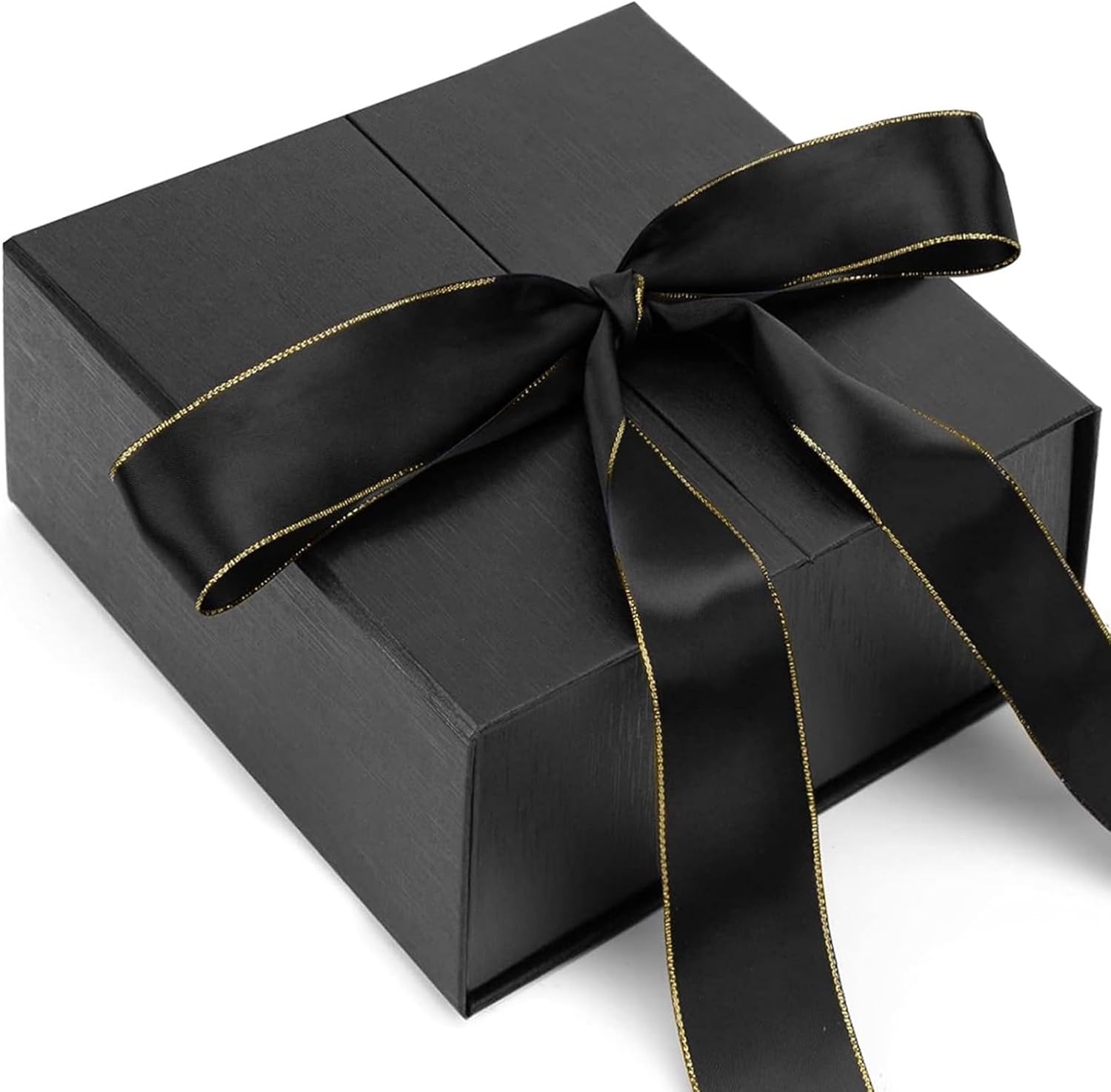 JOHOUSE Black Gift Box, 8x8x3.5 Inches Gift Boxes With Lids For Presents, Magnetic Closure with Ribbon For Weddings, Birthday